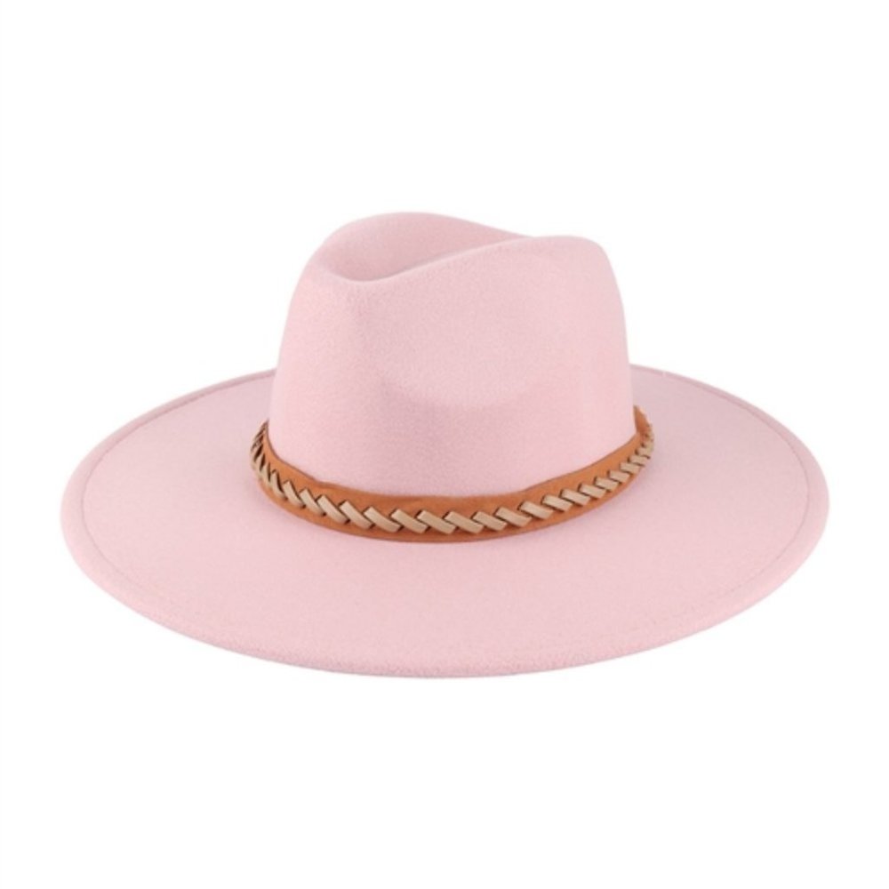 Pink Blush Wide Brim felt Hat - Picture 2 of 3